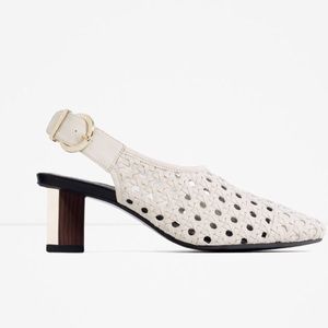 Zara Basket Weave Shoes with Gold Plated Heel
